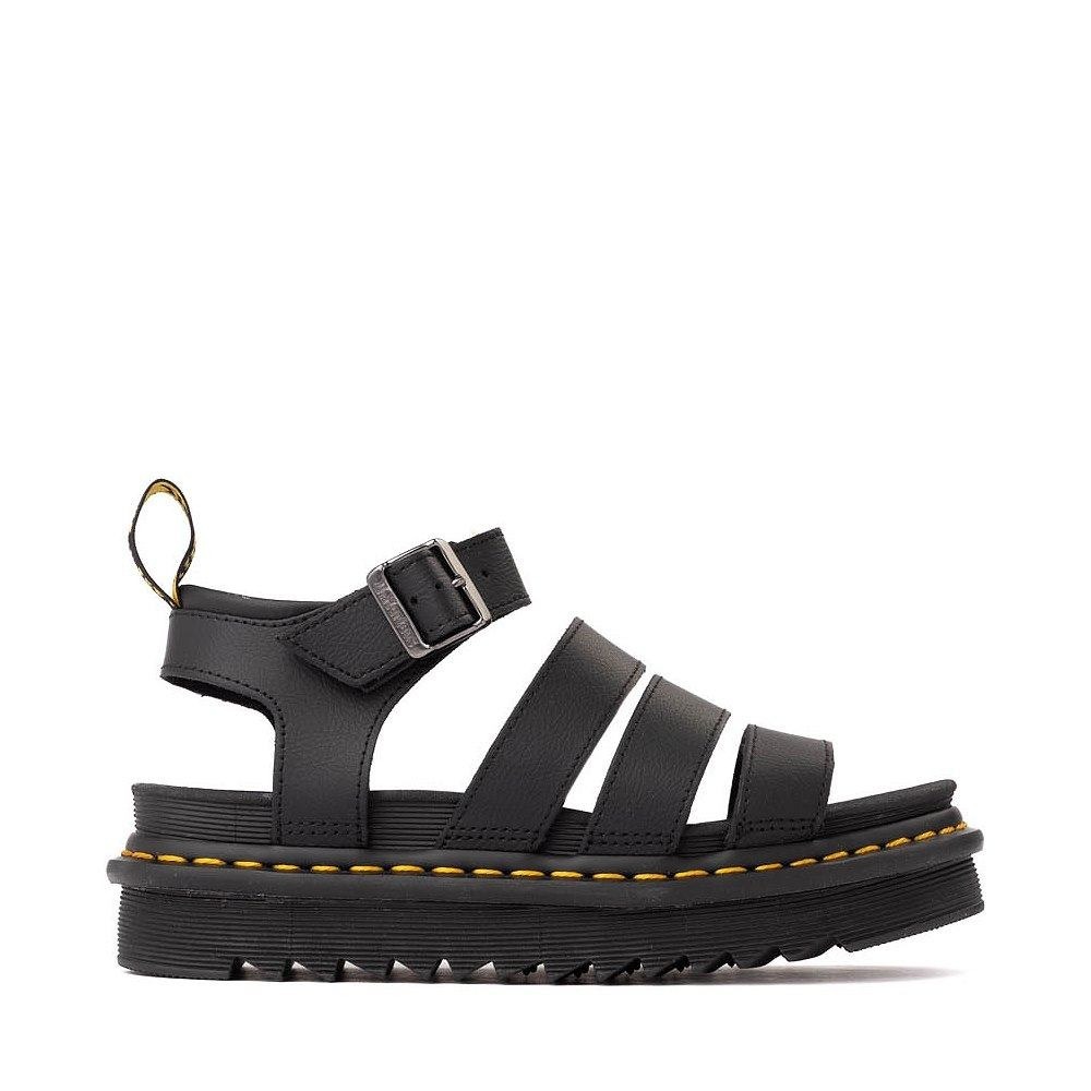 Dr. Martens Blaire Black Platform Gladiator Sandals 3-Strap Buckle Zebrilus Sole